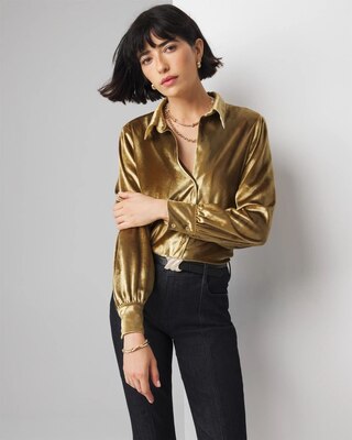 Long Sleeve Velvet Shirt | White House Black Market